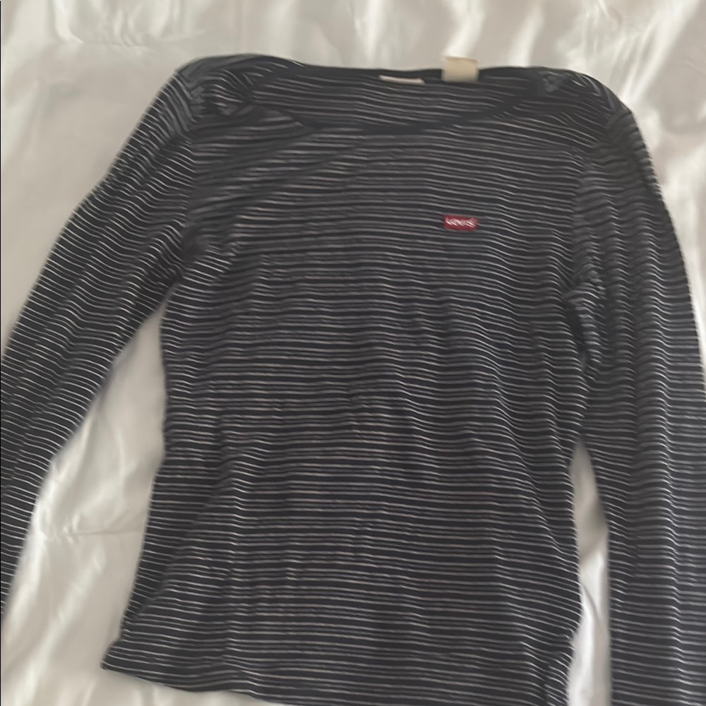 Levi's Navy and White Striped Long Sleeve Top
